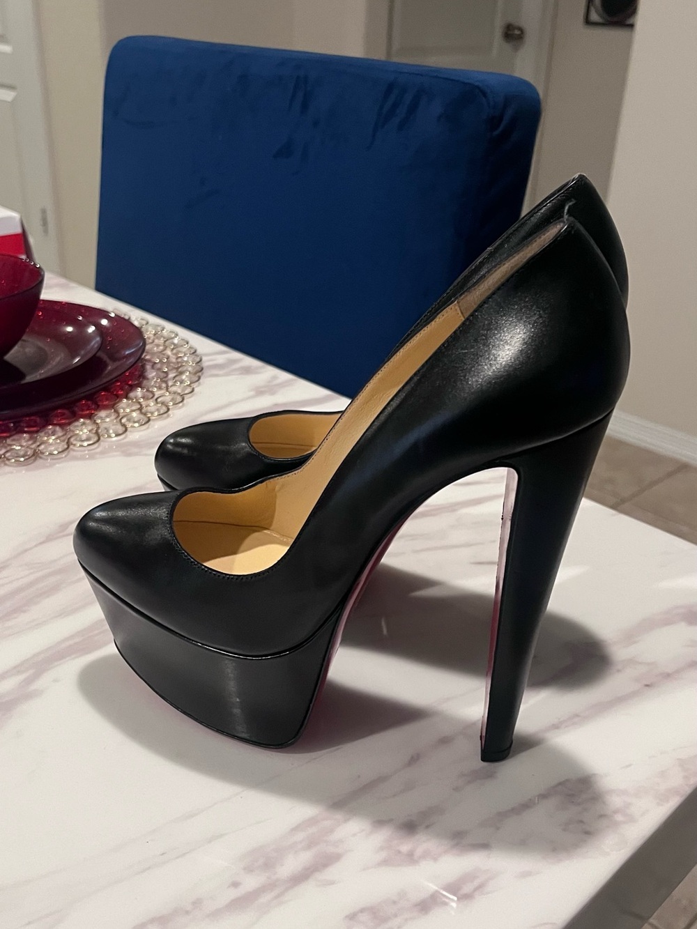 Christian Louboutin Black High Heel Platform Pumps - Elegant Women's Dress Shoes
